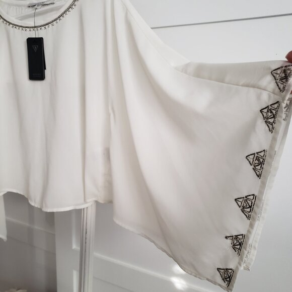 BNWT GUESS bella bell macadamia blouse (M) - Picture 1 of 8